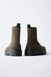 LEATHER LACE-UP BOOTS