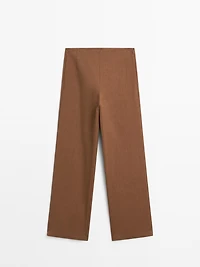 Linen blend wide-leg trousers