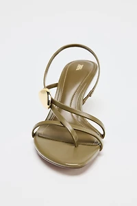 STRAPPY HEELED SANDALS WITH METAL DETAIL