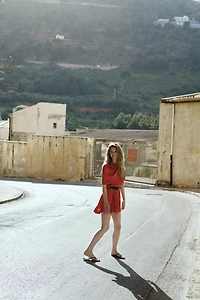ASYMMETRIC BELTED SHORT DRESS