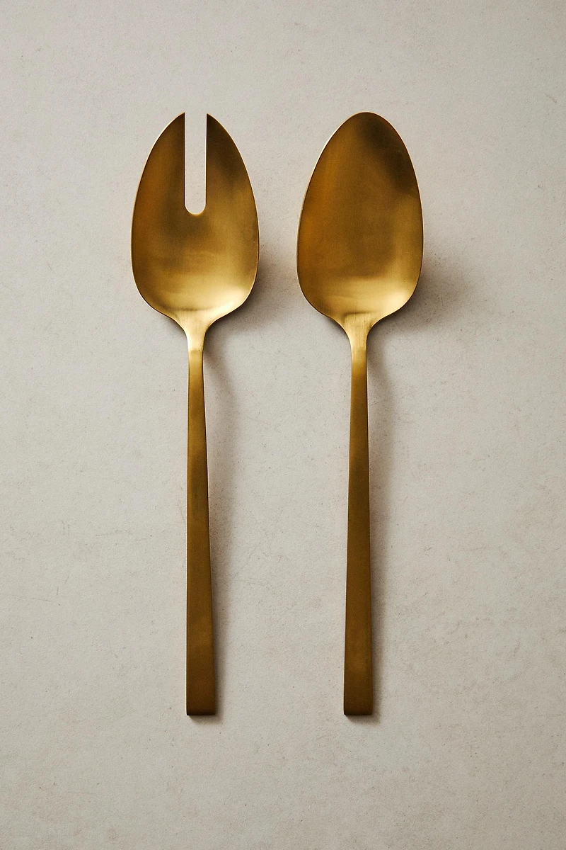 SET OF GOLD STEEL SALAD FLATWARE (SET OF 2)