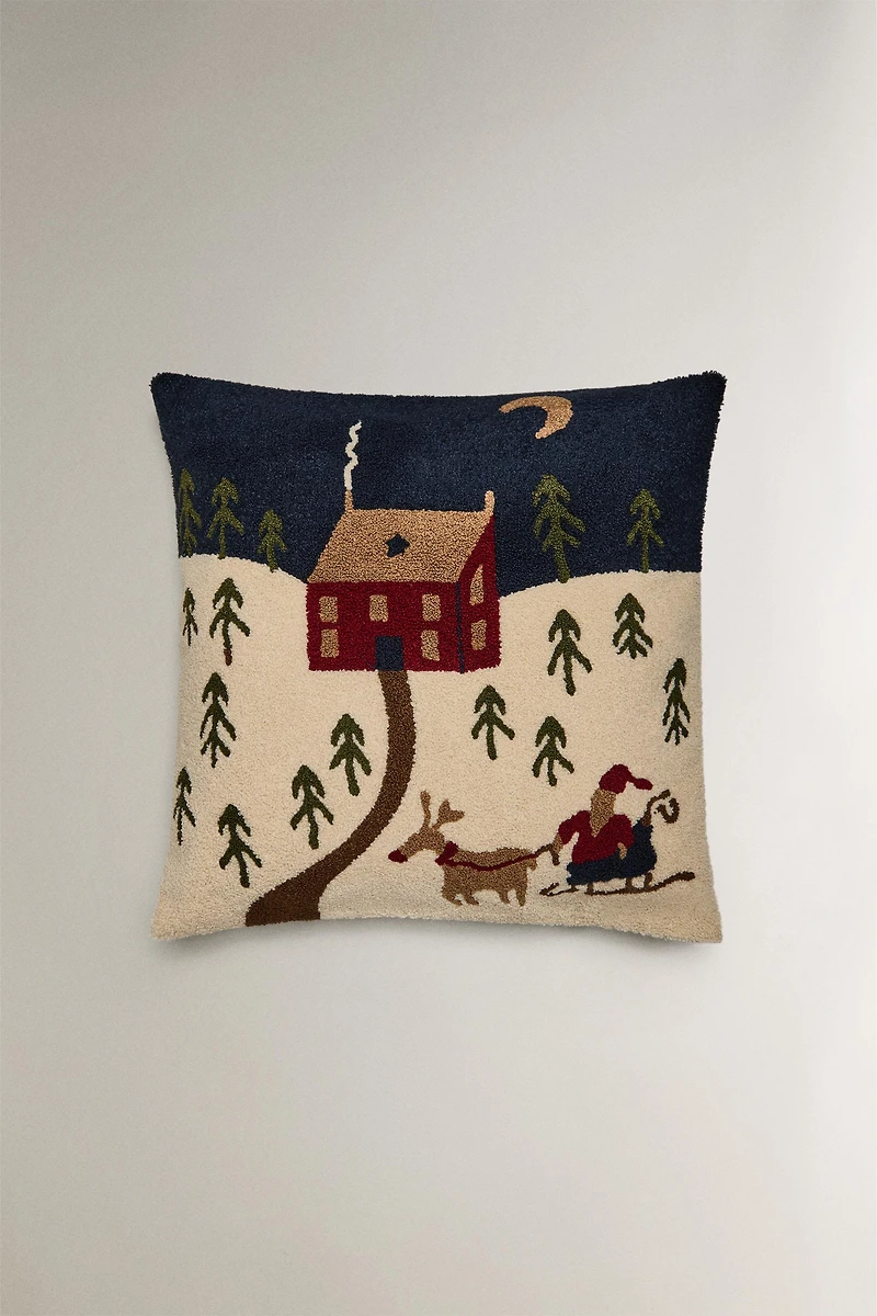 SNOWY HOUSE CHRISTMAS THROW PILLOW COVER