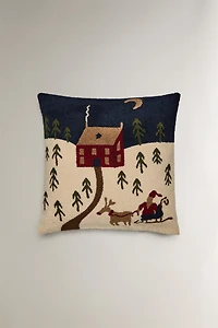 SNOWY HOUSE CHRISTMAS THROW PILLOW COVER