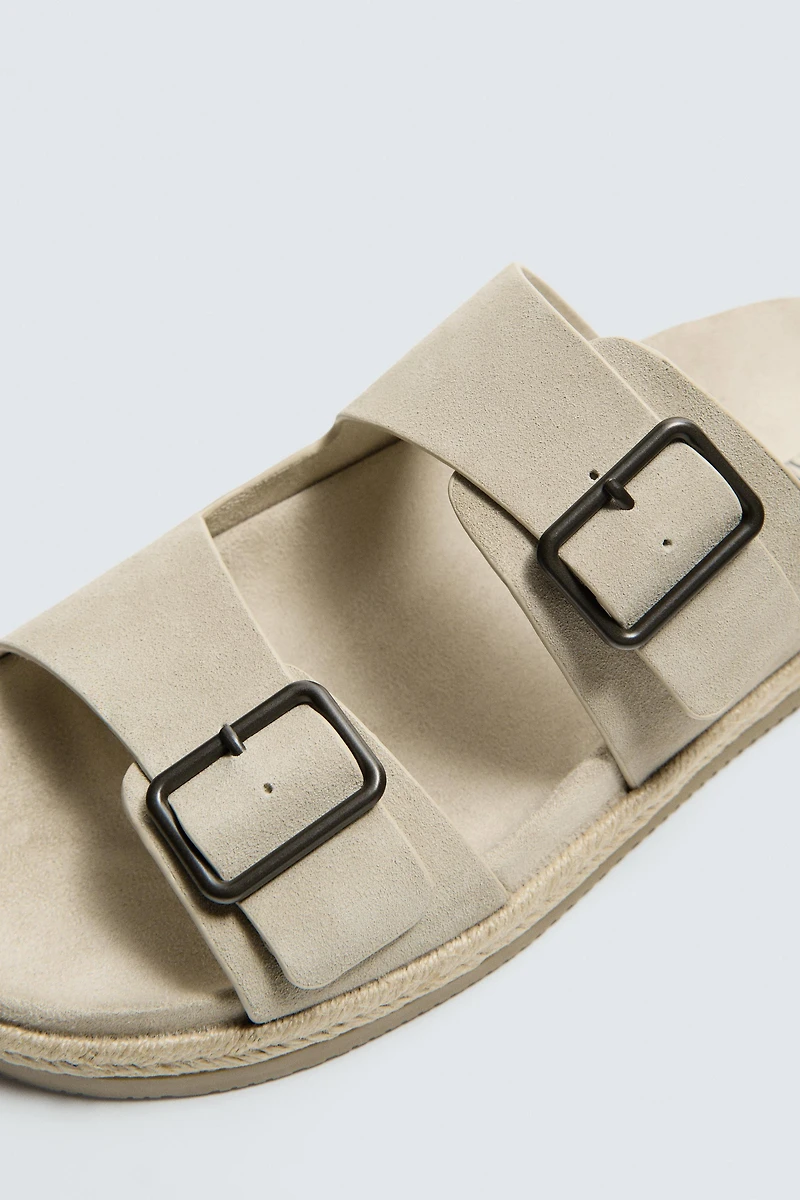 DOUBLE STRAP LEATHER SANDALS