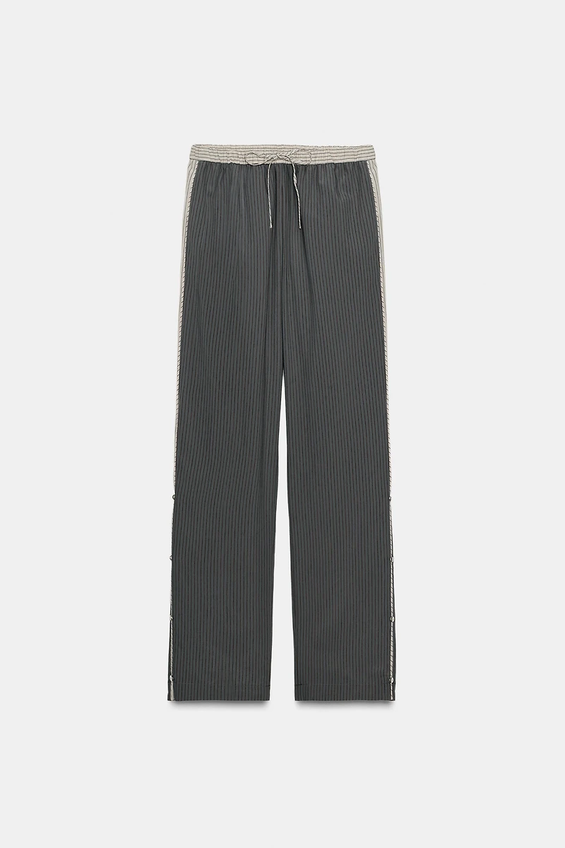 STRIPED VISCOSE BLEND PANTS