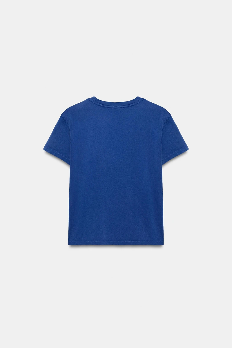 WASHED EFFECT TEXT T-SHIRT