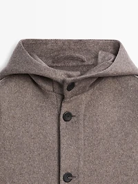 Short wool blend coat with hood