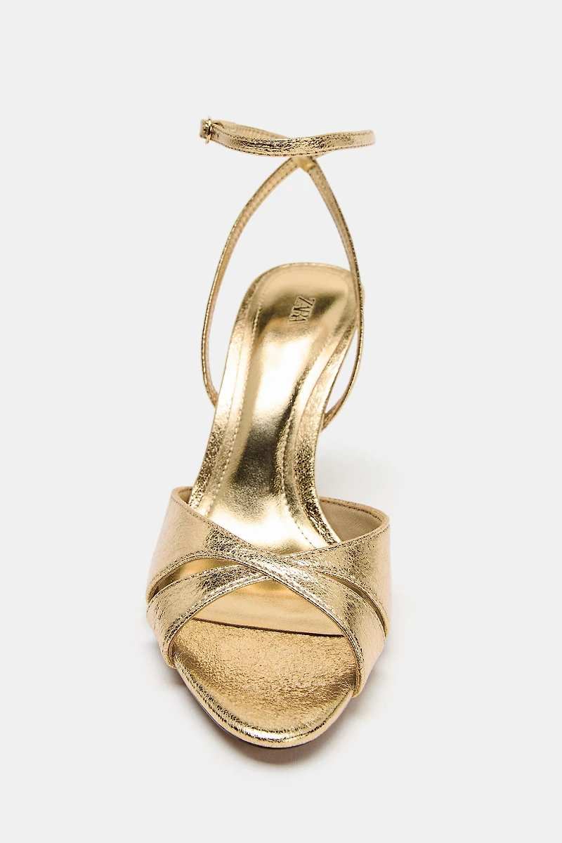 SANDALES À TALONS EFFET MÉTALLISÉ