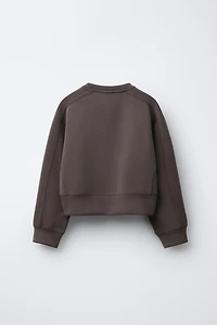 SPORTY RAISED TEXT SWEATSHIRT