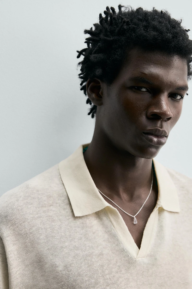 COTTON SILK KNIT POLO SHIRT