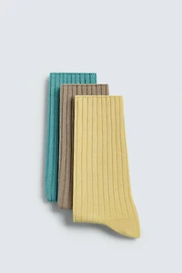 PACK OF 3 WASHED RIB SOCKS