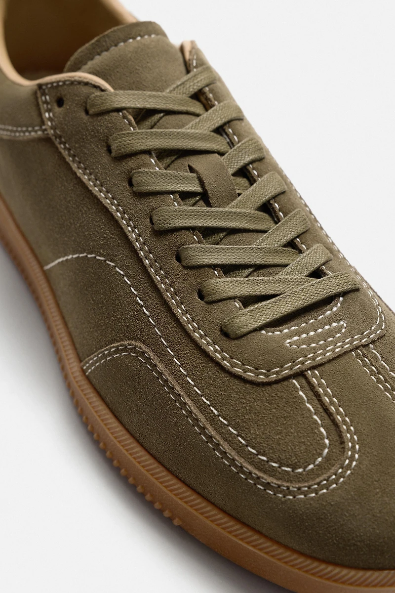 LEATHER CONTRAST SOLE SNEAKERS