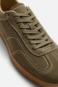 LEATHER CONTRAST SOLE SNEAKERS