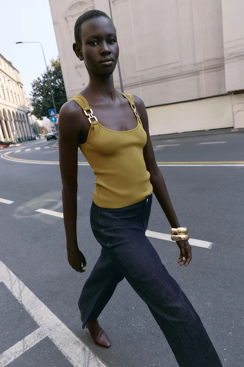 METALLIC DETAIL KNIT TOP