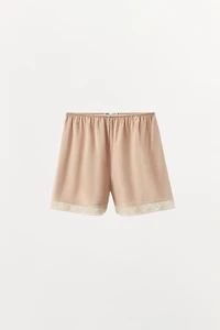 SATIN EFFECT LACE SHORTS