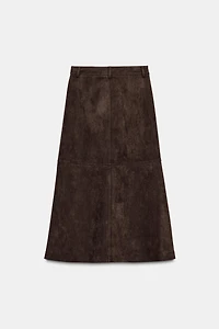 FAUX SUEDE MIDI SKIRT