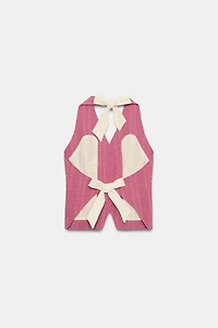 STRIPED TIE HALTER VEST