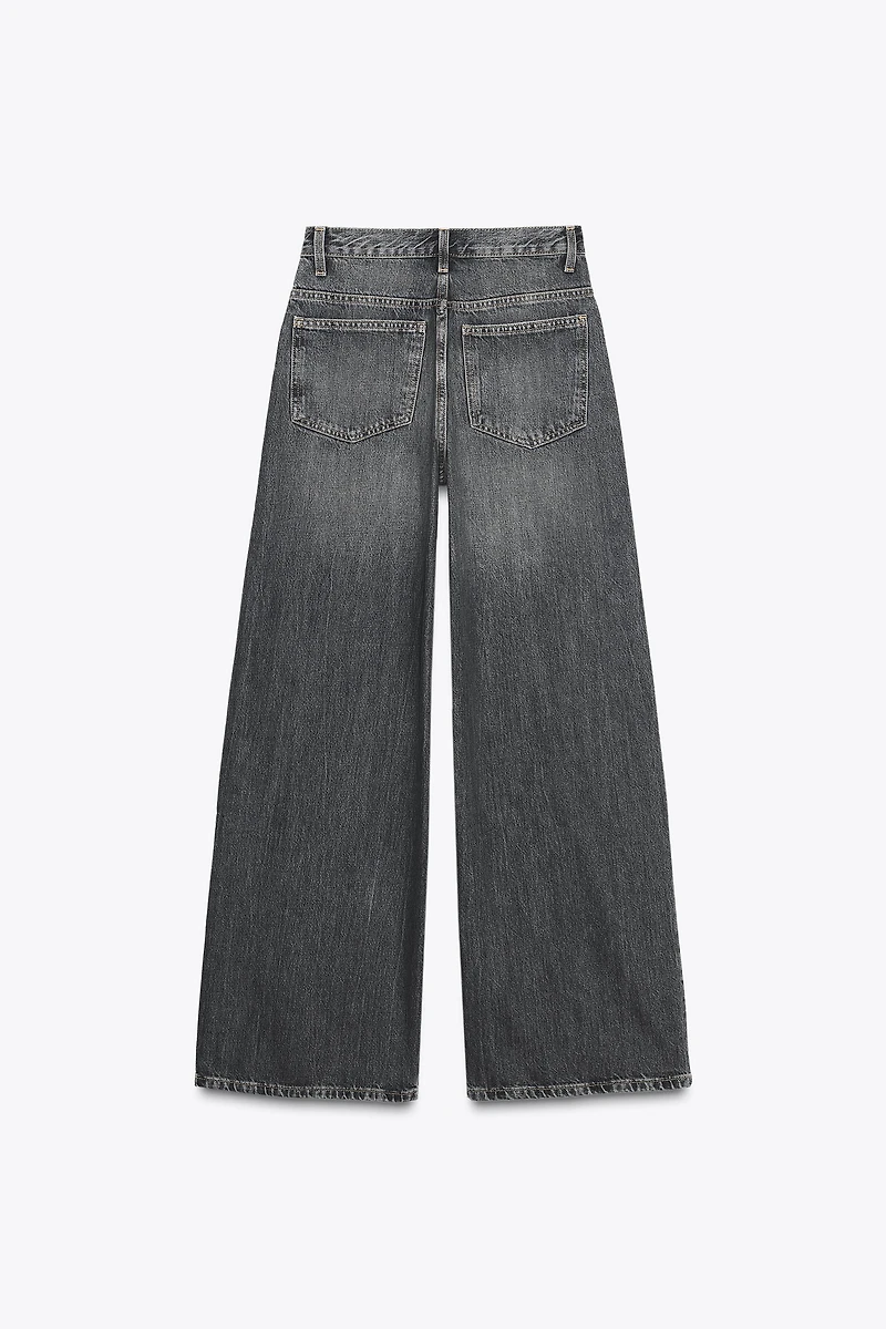 TRF HIGH WAIST CROSSOVER WIDE LEG JEANS