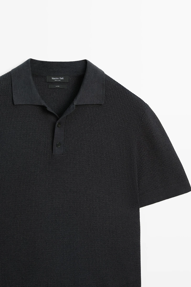 100% cotton button-collar polo shirt