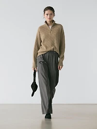 Darted pinstripe trousers