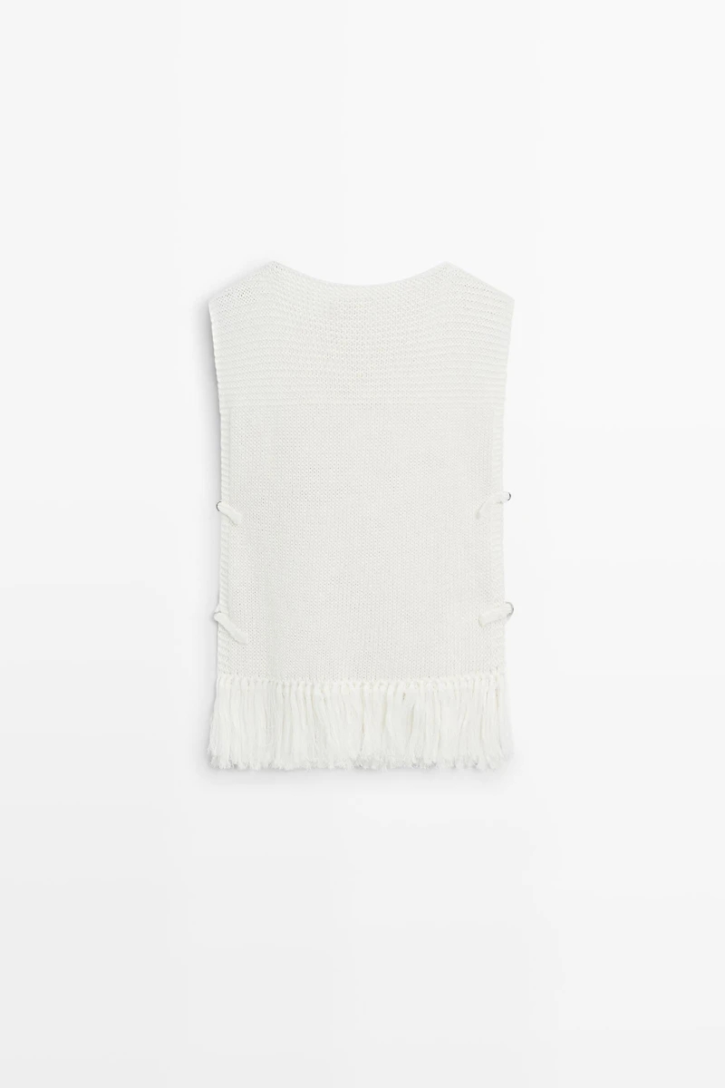 Fringe detail knit top - STUDIO