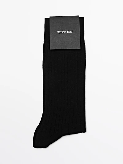 Ribbed cotton blend socks