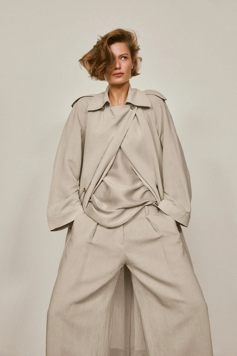 Oversize linen blend trench coat - LIMITED EDITION