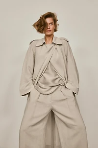 Oversize linen blend trench coat - LIMITED EDITION