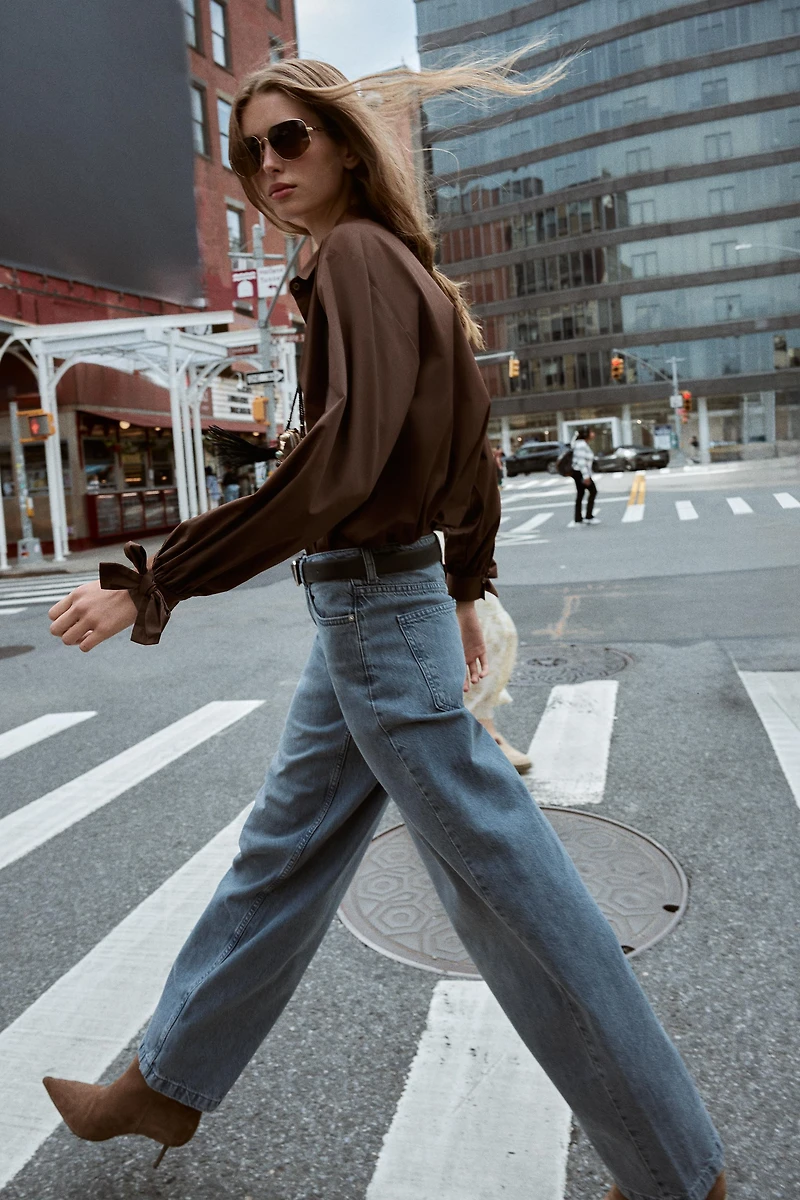 POPLIN SHIRT WITH TIES