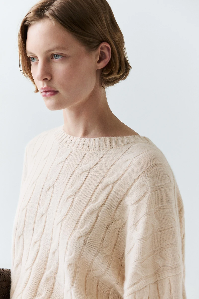 100% cashmere cable-knit sweater