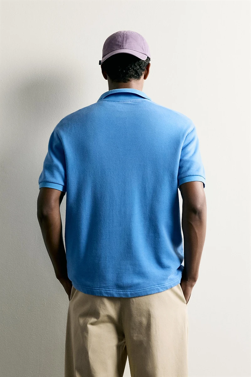 SHORT SLEEVE REGULAR FIT POLO SWEATSHIRT