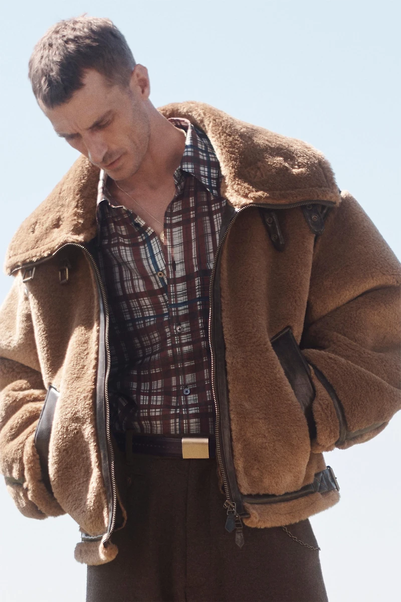 CONTRAST FAUX FUR LEATHER JACKET LIMITED EDITION