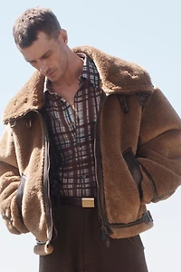 CONTRAST FAUX FUR LEATHER JACKET LIMITED EDITION