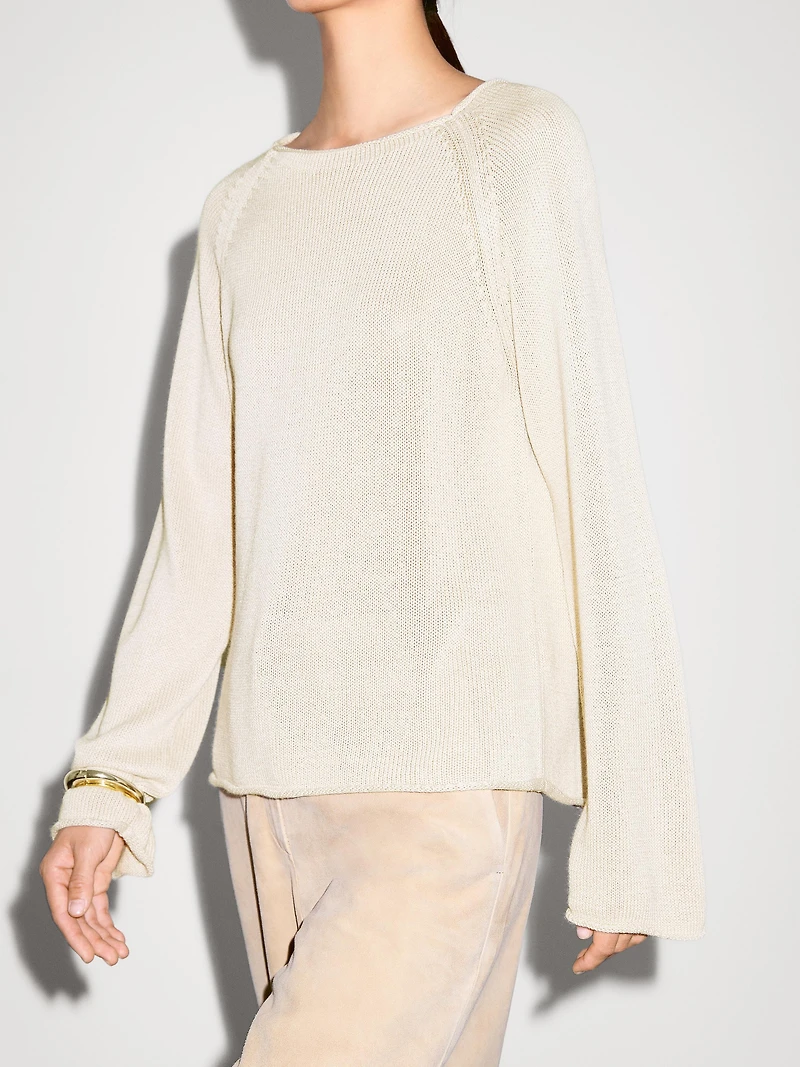 Purl knit cutwork sweater