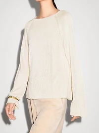 Purl knit cutwork sweater