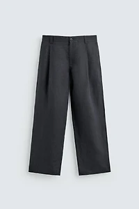 100% LINEN PLEATED PANTS