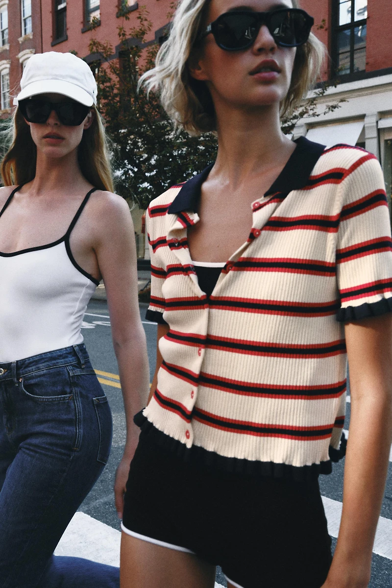 GILET EN MAILLE À RAYURES