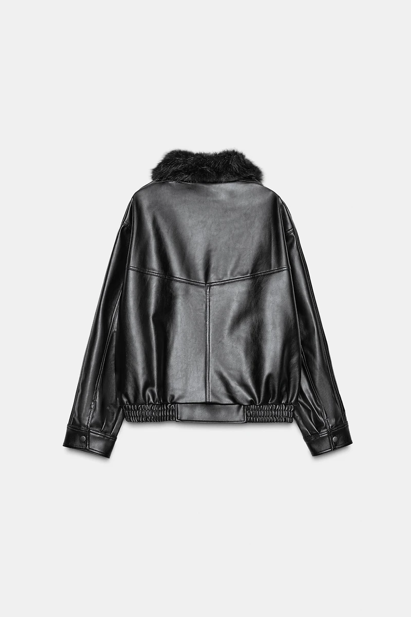 DETACHABLE FAUX FUR COLLAR JACKET