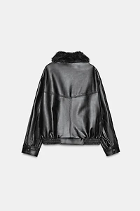 DETACHABLE FAUX FUR COLLAR JACKET