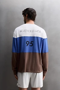 COLOR BLOCK LINEN - COTTON T-SHIRT