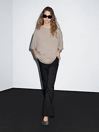 Oversize knit sweater with short sleeves