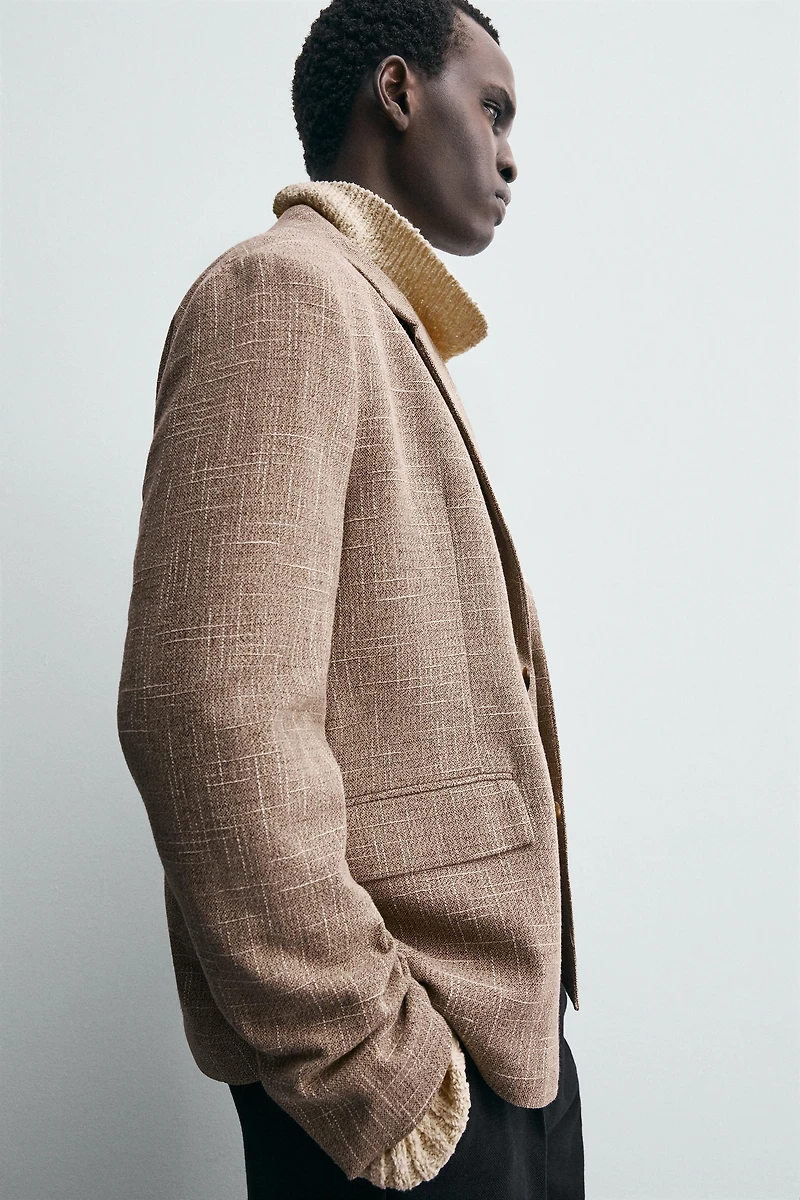 TEXTURED DOUBLE BREASTED BLAZER