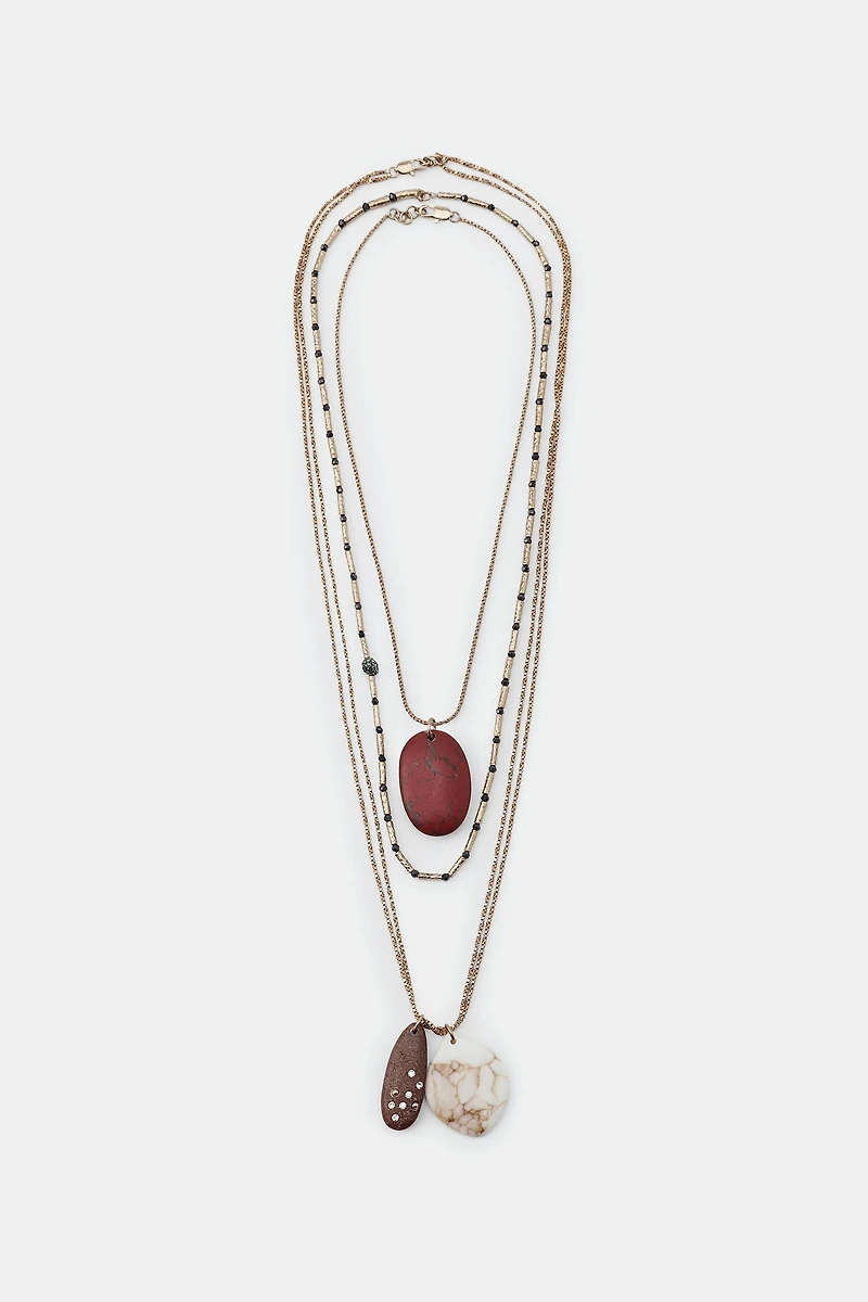 PACK OF 3 NECKLACES WITH STONES AND SPARKLES