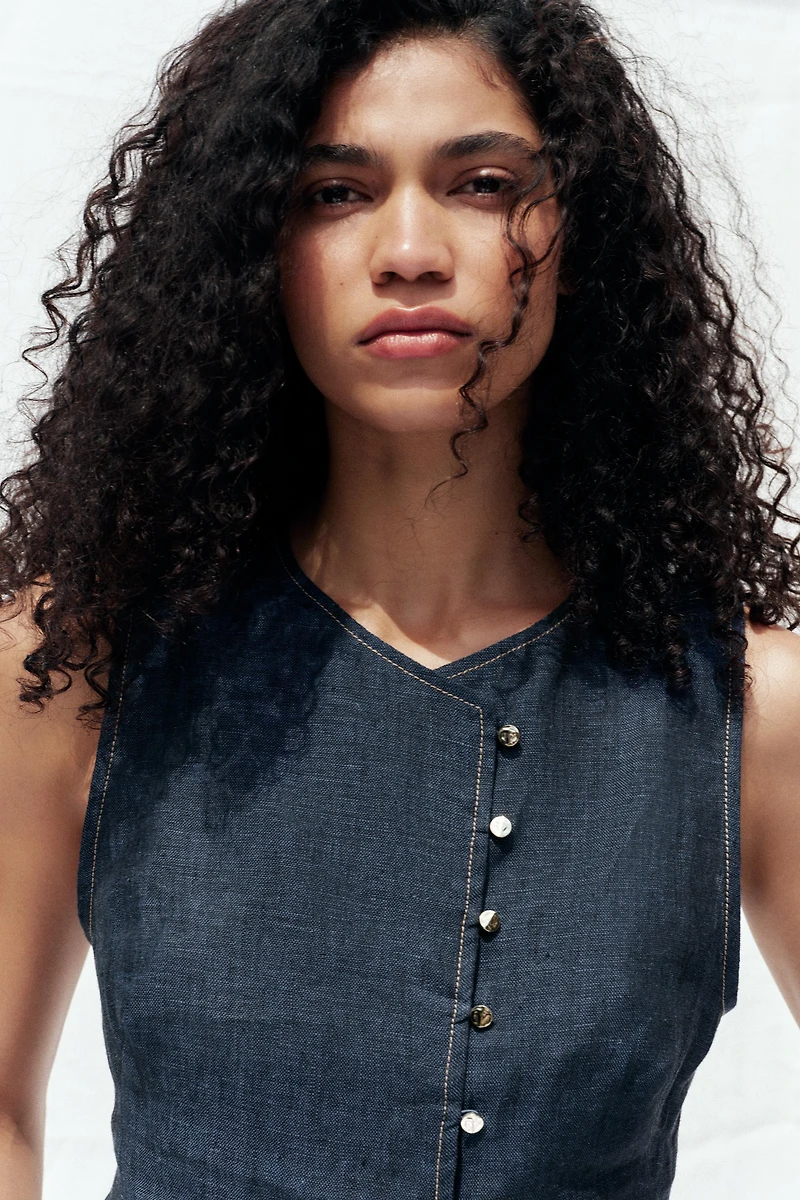 DOUBLE BREASTED LINEN VEST