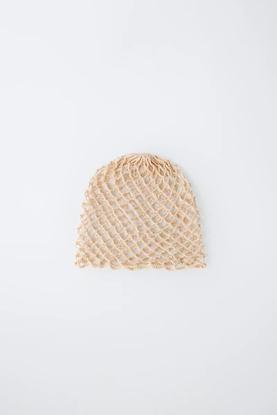 CROCHET KNIT BEADED CAP