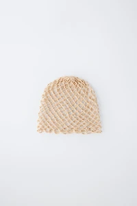 CROCHET KNIT BEADED CAP