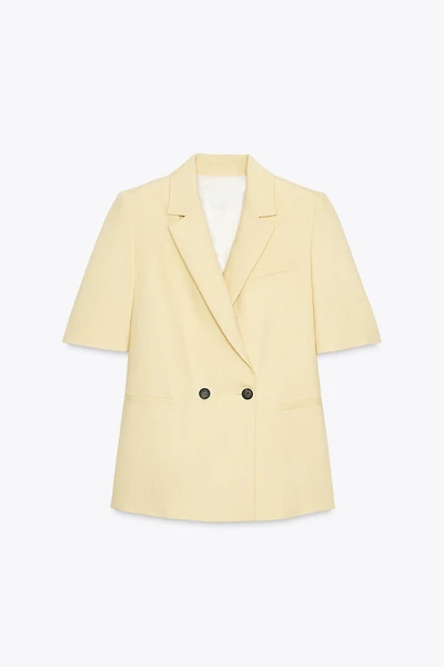 TEXTURED SHORT SLEEVE BLAZER