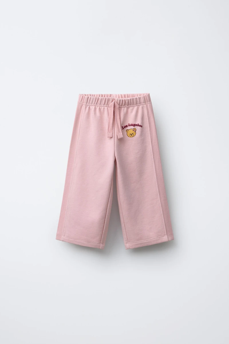 PANTALON EN MOLLETON WIDE LEG OURSON