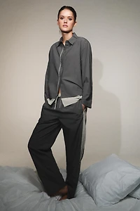 PANTALON À RAYURES EN MÉLANGE DE VISCOSE