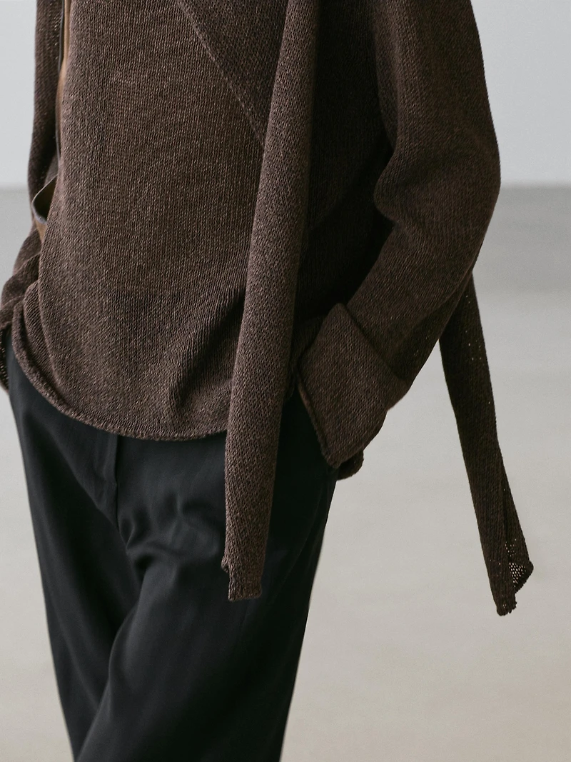 Cotton blend knit cape sweater